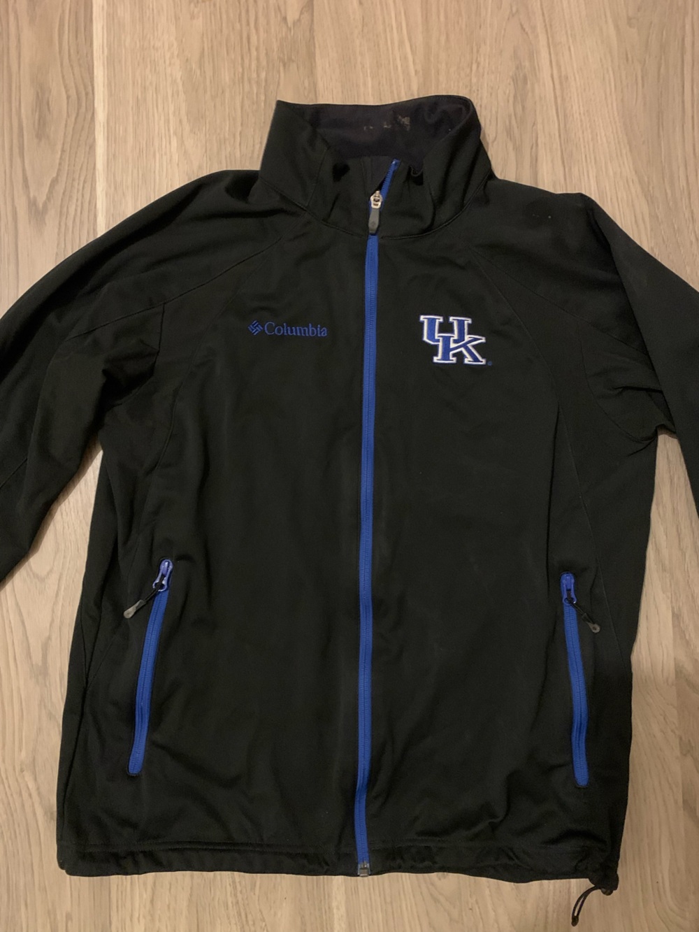UK Columbia Jacket black with Blue Trim Omni-shield thermal comfort